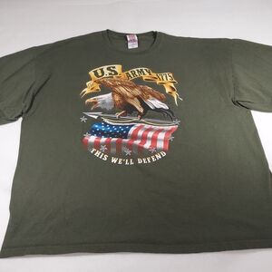 Vtg US Army Bayside S/S T-shirt Mens Sz 3XL This We'll Defend Eagle Flag